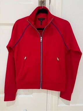 rag & bone Red Zip Jacket with Blue Trim